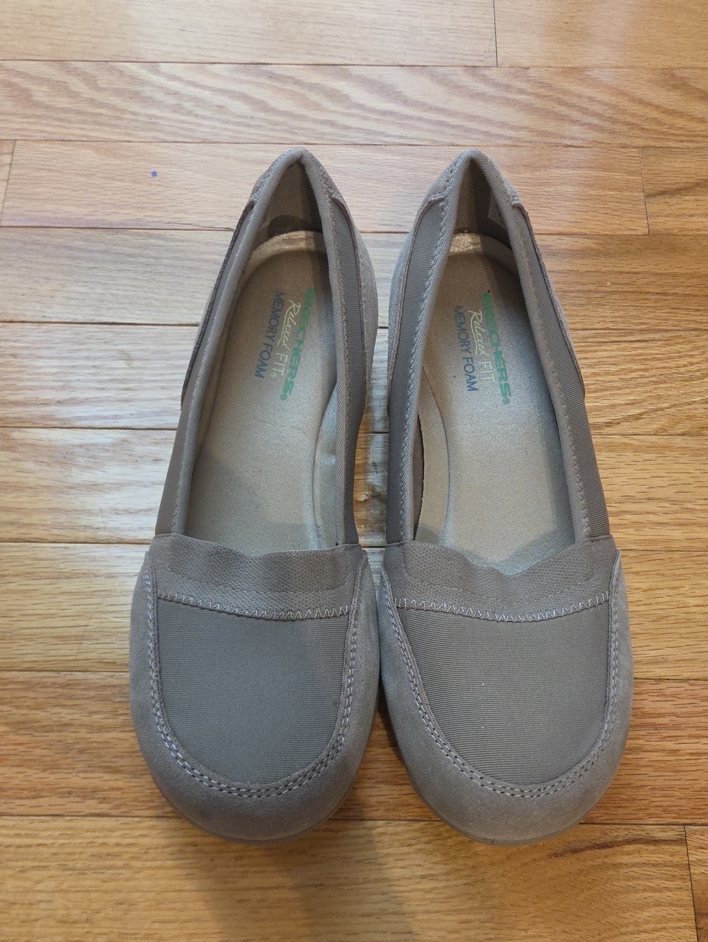 Skechers Taupe Slip-On Memory Foam Loafers